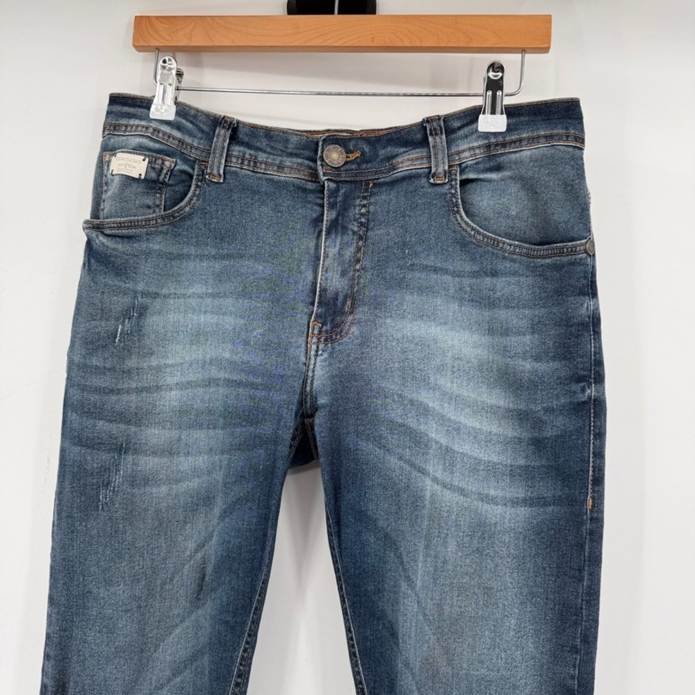 Coca-Cola Jeans Mens Jeans 32 Blue Skinny Stretch‎ Distressed Whiskered Denim - Picture 14 of 16